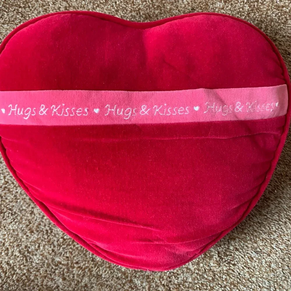 Hugs and Kisses red Valentine's pillow
